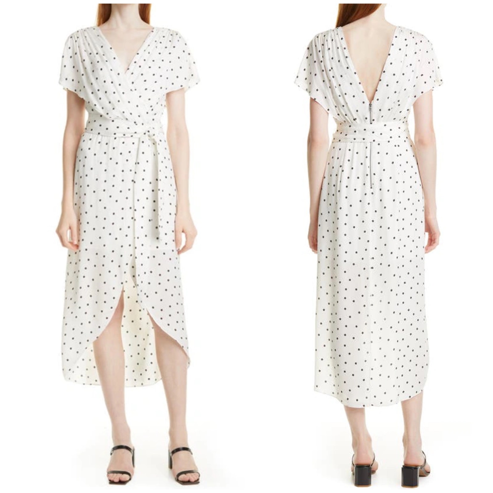 Alice + Olivia Darva Polka Dot Faux Wrap Dress *New W/Defects* Size 6 White
